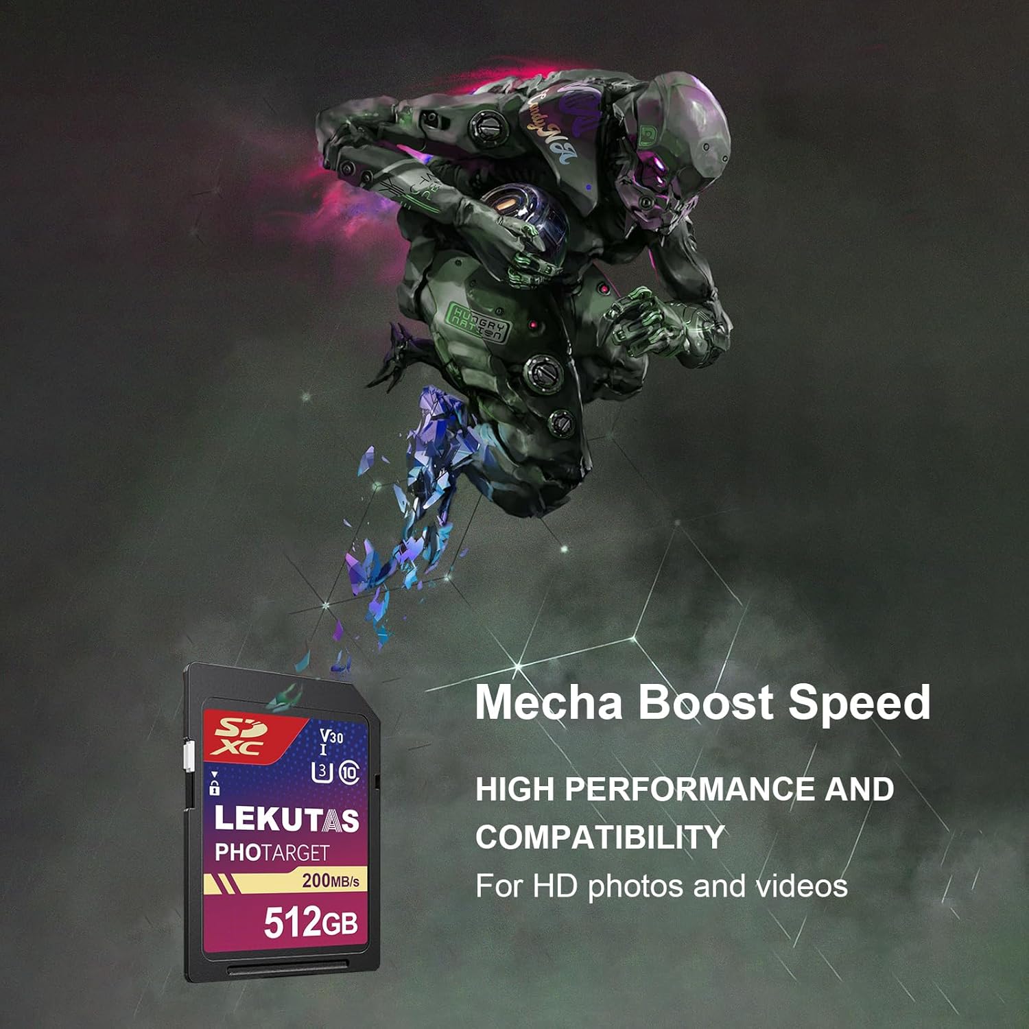 512GB SDXC UHS-I Memory Card - Up to 200MB/s Read Speed, C10, U3, V30, 4K UHD, Full-HD 4K Video SD Card for Canon Nikon Sony Panasonic DSLR, Mirrorless Cameras