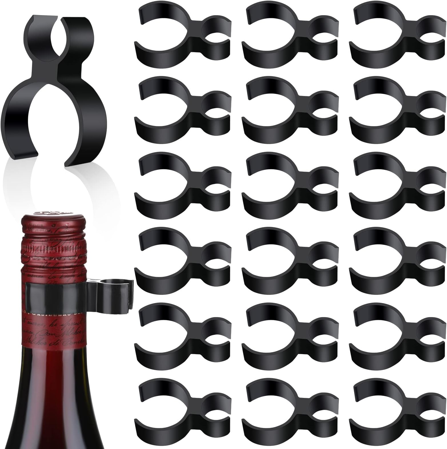 Champagne Bottle Glitter Single Holder Safety Clips Black Plastic Bottle Service Glitter Clips for Candle Christmas Parties Wedding Ceremony Anniversaries Home Kitchen (18)