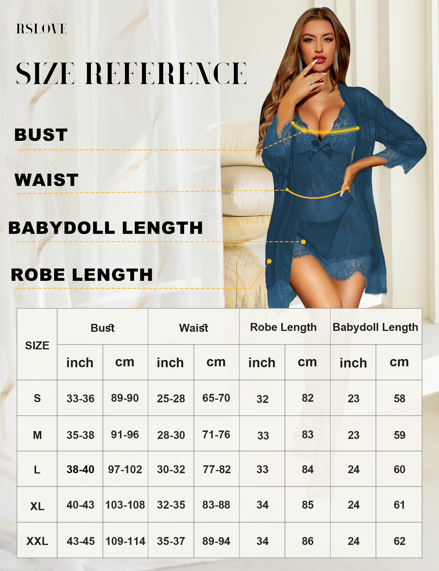 RSLOVE Nuisette Sexy Femme Robe de Nuit Lingerie Babydoll avec G-String Ensemble Lingerie Dentelle Feminin 3 Pièces