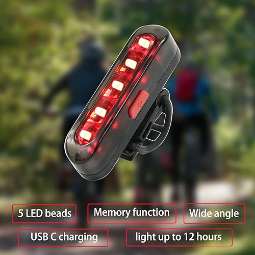Miniatura 3 de Luz trasera de bicicleta, luces traseras de bicicleta USB-C recargable LED linterna de seguridad para ciclismo con 4 modos de luz para carretera,