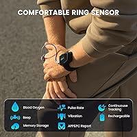 Vista 2 de Wellue Oxímetro de pulso de muñeca con recordatorio de audio. Monitor de oxígeno en sangre Bluetooth recargable para seguimiento continuo SPO2