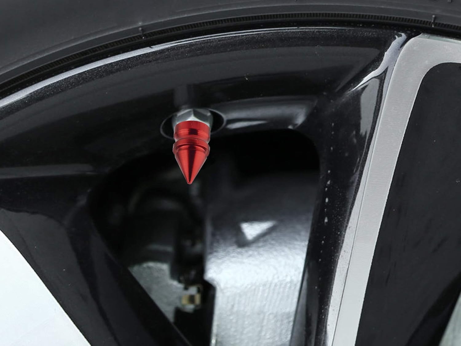 Abfer Tire Valve Caps Car Air Pressure Stem Cap Aluminum Spike Rim Dust Cover Decoration Accessories Fit Most Vehicle Bike SUV Trucks Bicycle Motorcycles, Red - Image 3