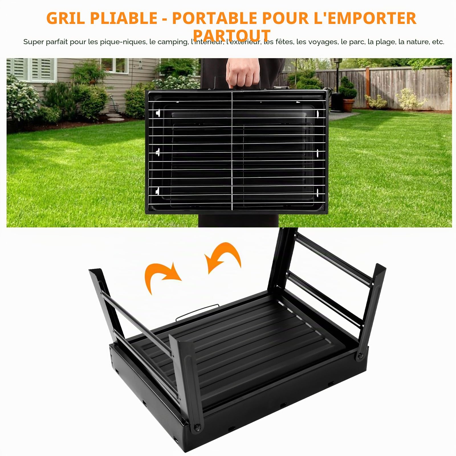 Uten Barbecue Portable Petit Barbecue à Charbon de Table Domestique Pliable Barbecue Grille Inox Barbecue Extérieur Camping Piquenique