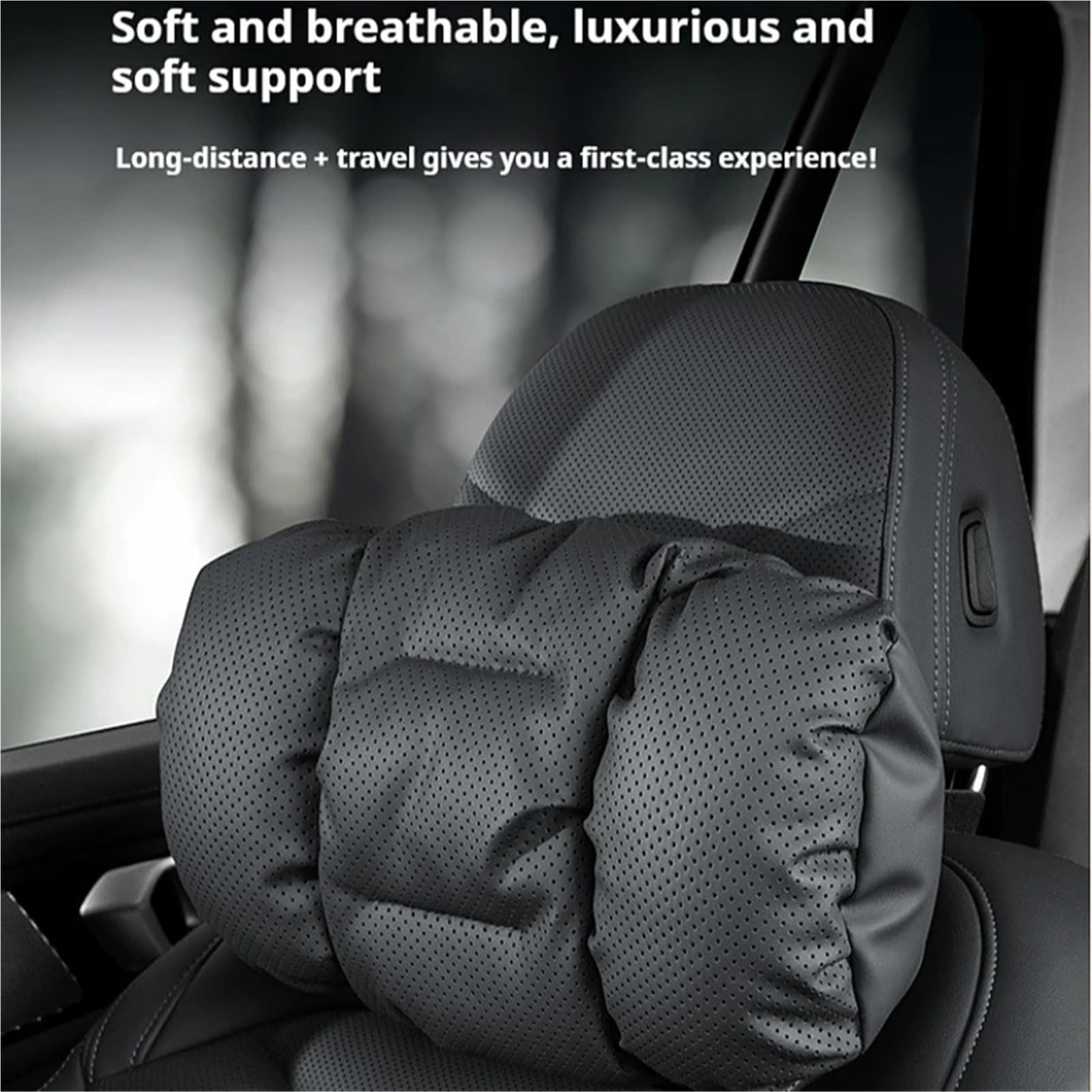 Lumbar Supports Cushion Reposacabezas Cuero Suave Coche, Soporte El Cuello Asiento Cojín Soporte Lumbar Almohada Cuello Perforada Almohadas Para La Cintura Headrest For Car Seat(Coffee pillow)