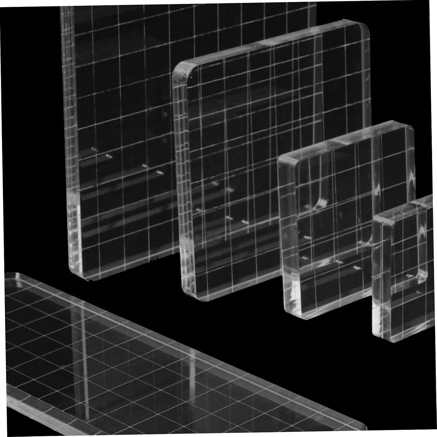 DOITOOL 4pcs Acrylic Stamping Block Multi-Function Acrylic Block Tool for Scrapbooking Crafting and Card Making