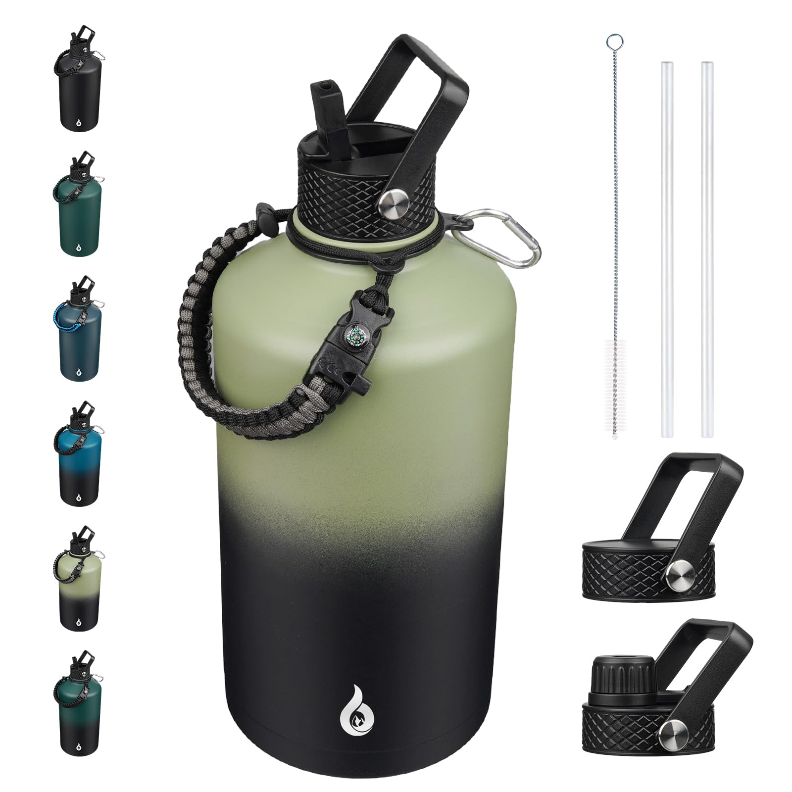 BJPKPK 128oz Insulated Water Bottle with Straw Lid, 1 Gallon Water Jug