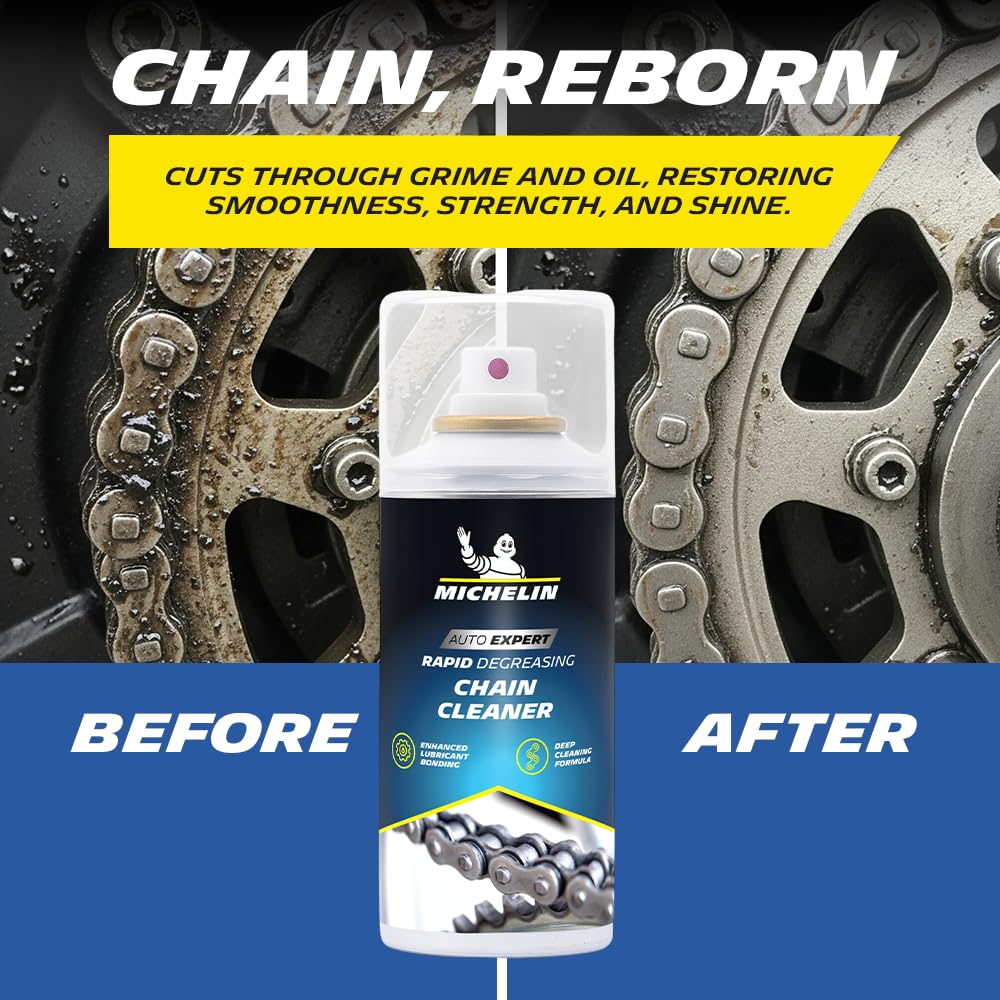 MICHELIN Bike Chain Cleaner Spray 150ml | Powerful Degreaser for Motorbike & Bicycle Chains | Easily Removes Grease, Dirt & Grime | Safe on Standard, O-Ring, X-Ring & Z-Ring Chains 4