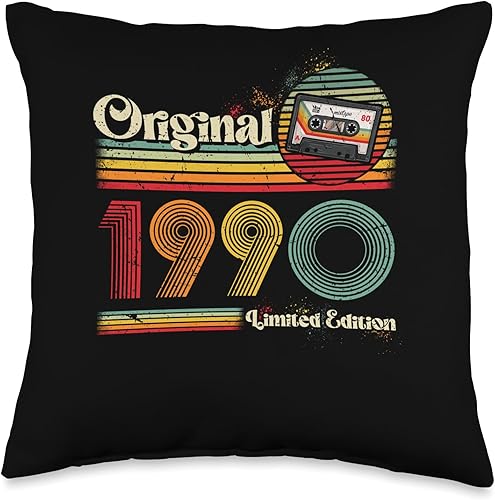 1990 Vintage Birthday Retro Limited Edition Men Woman Gift Throw Pillow, 16x16, Multicolor