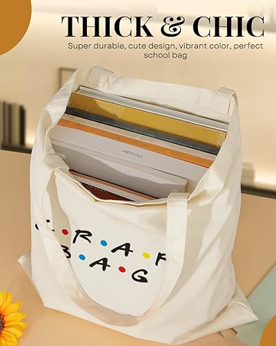 Miniatura 5 de AUSVKAI Bolsa de lona estética linda para mujeres, bolsa de comestibles universitaria, tela de algodón, para la playa, regalo