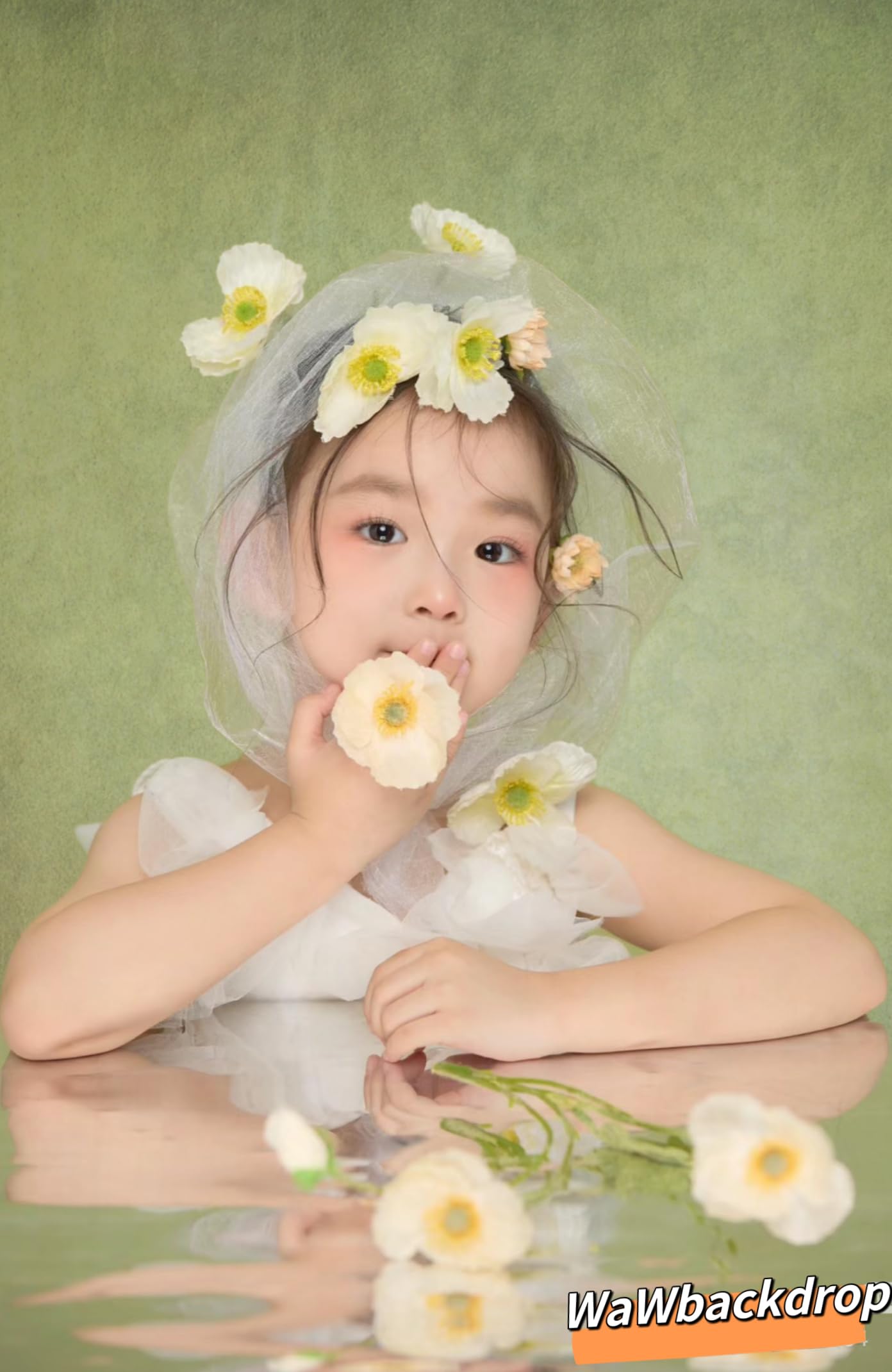 WaW 1.5x2.2m Fotohintergrund Stoff Hellgrün Frühling Rustikal Ostern, Fotostudio Hintergrund Fotografie für Baby, Newborn, Kinder, Schlicht, Vintage Schule Portrait Shooting