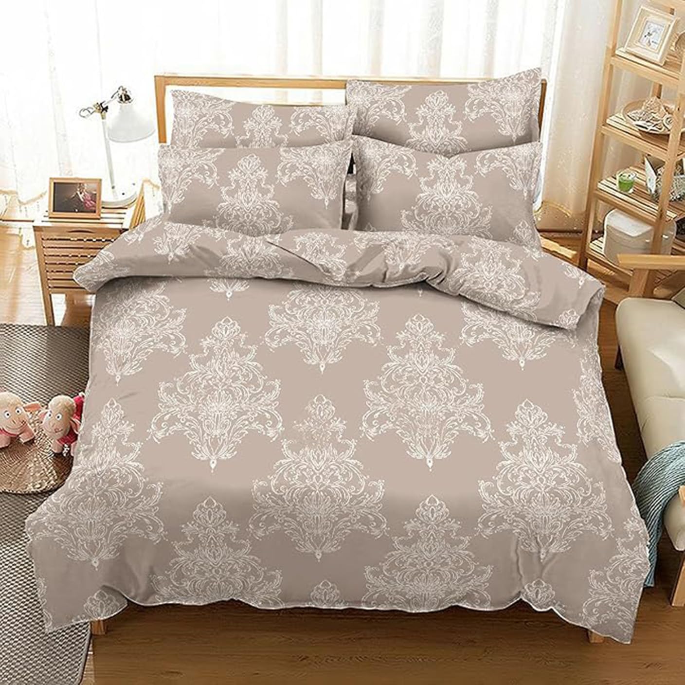 DANYDude Floral Printed Duvet Cover with Pillow Case 400 Thread Count Duvet Cover Set King 100% Egyptian Cotton King Size Duvet Cover Sets โ image 1