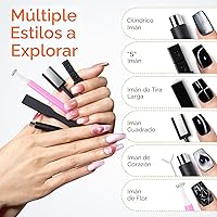 Vista 3 de Modelones – Set de imanes magnéticos efecto ojo de gato para uñas, 15 piezas, varillas e imanes redondos y cuadrados, potente herramienta para crear