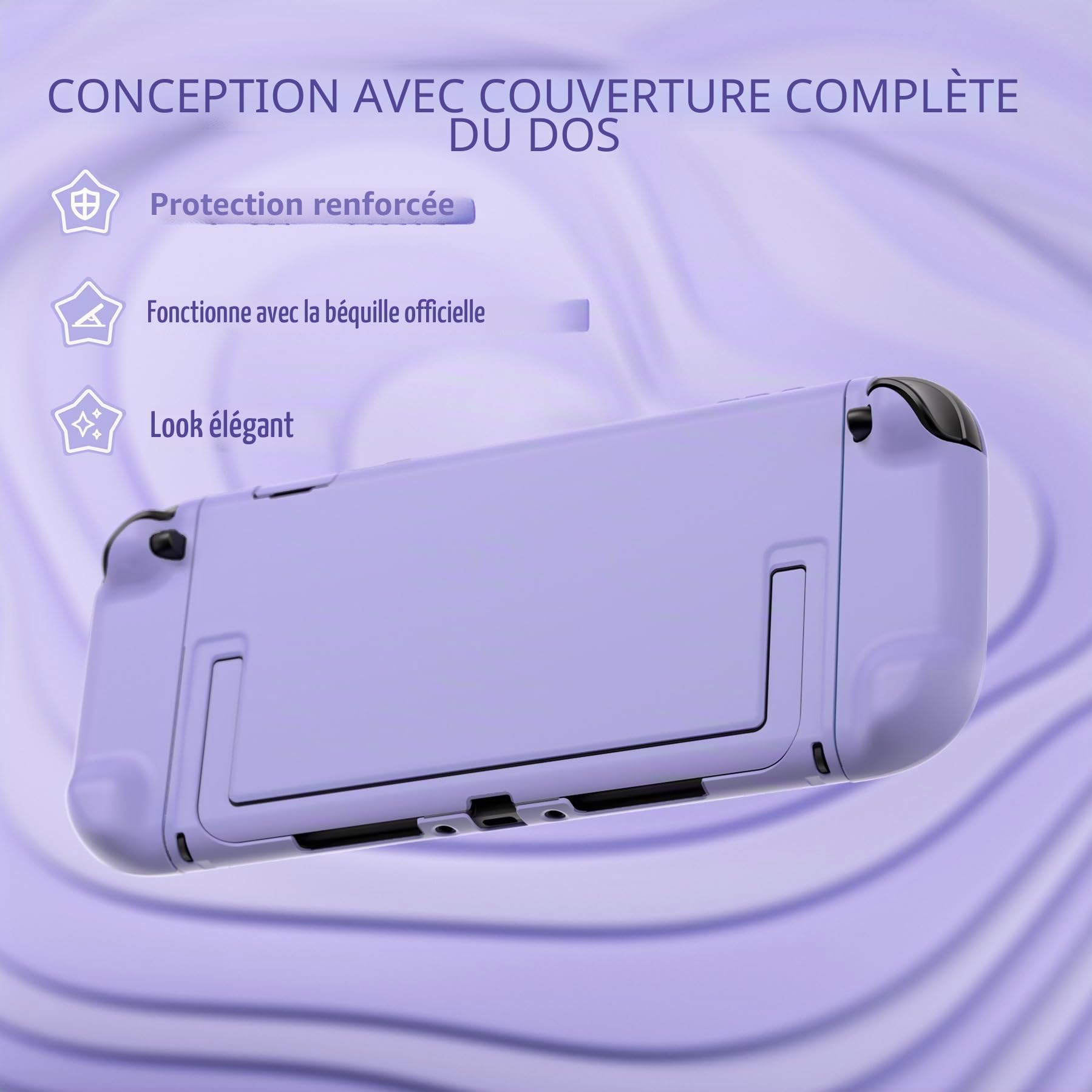 playvital Coque pour Switch 2 Accessoire Protection pour Nintendo Switch 2 Housse Grip pour Joycon avec Capuchon Joystick/Autocollant/Couvre-Boutons,Coque Rigide Dockable-Violet Clair