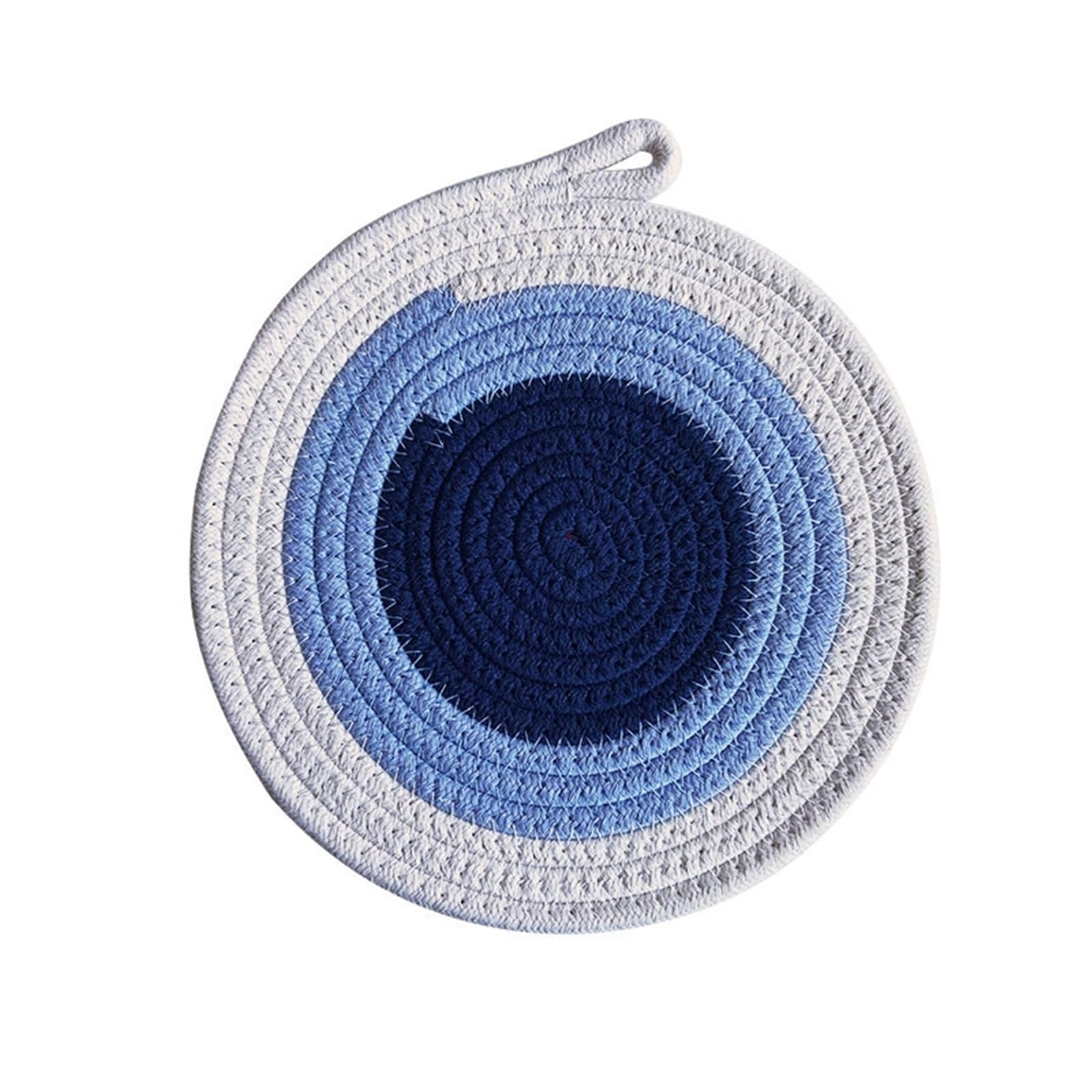 Set de table tissé bleu 30 cm protégeant de la chaleur avec suspension facile pour cuisine