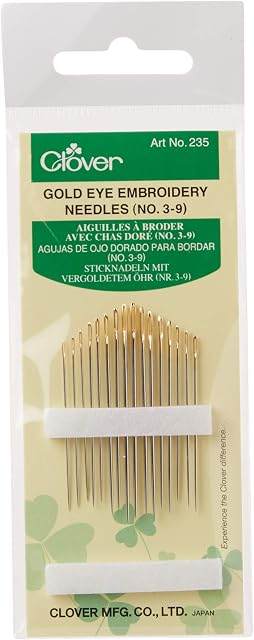 Clover 235 Gold Eye Embroidery Needles No. 3-9, 1