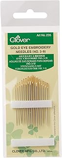 Clover Gold Eye Embroidery Needles Size 3-9 - 16 Pack