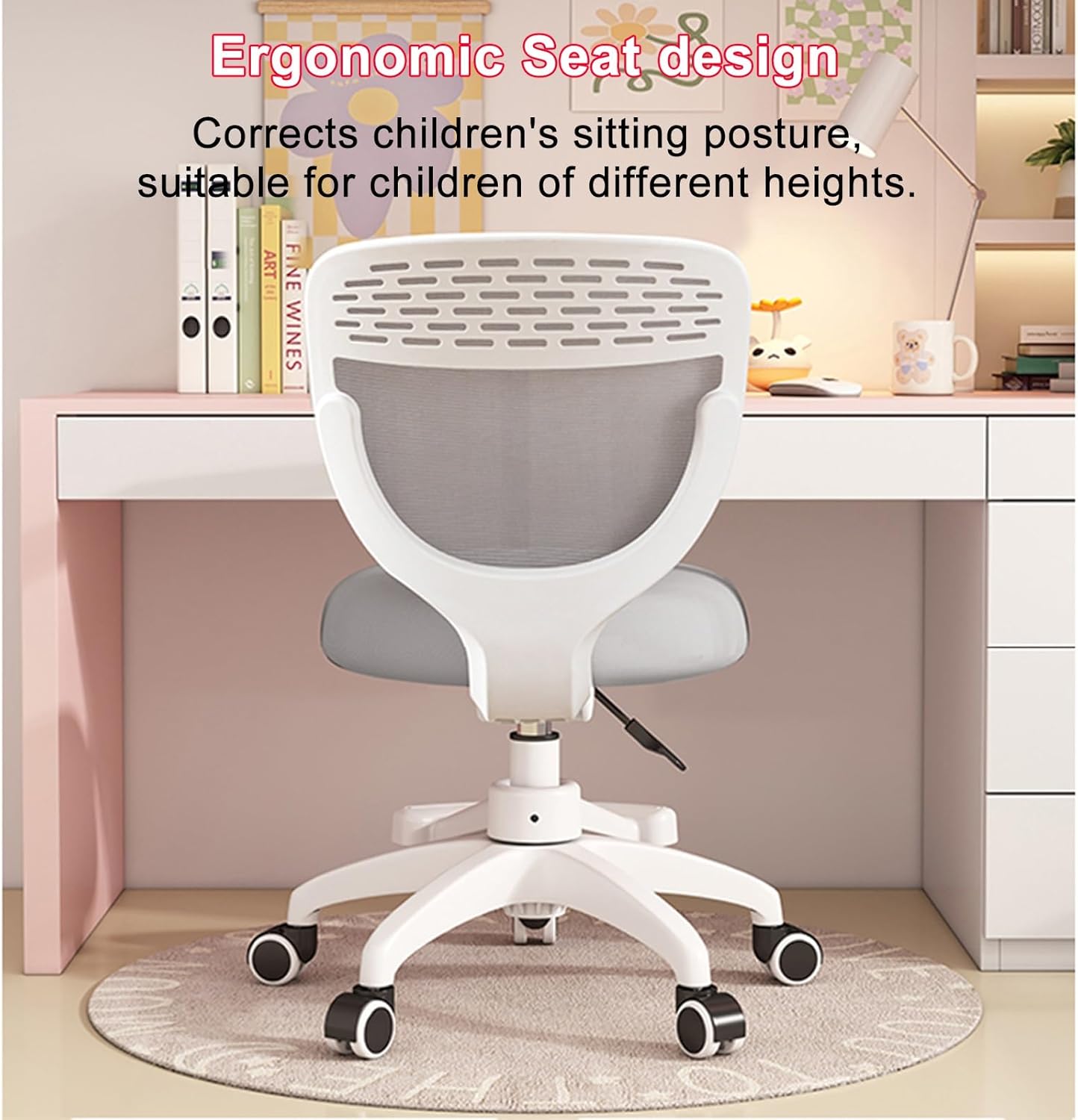 Swivel Mesh Task Student Chairs for 3-14,Kids Desk Chair,Growing Teen Office Chair for Home/School,Comfort Ergonomic Computer Chair with Wheels,Adjustable Height