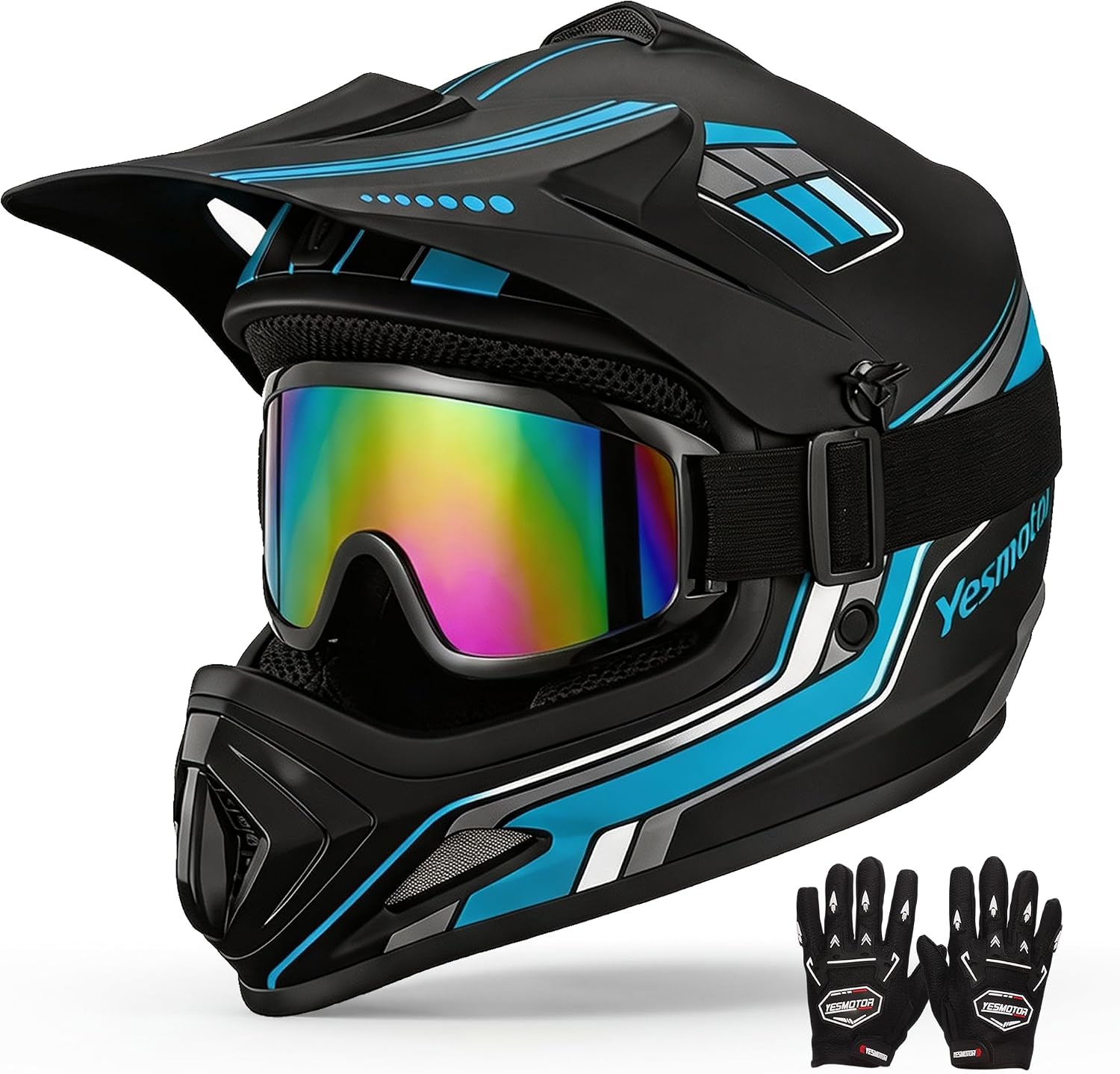 Yesmotor Youth Dirt Bike Motorcycle Helmet Kid Full Face Helmet DOT