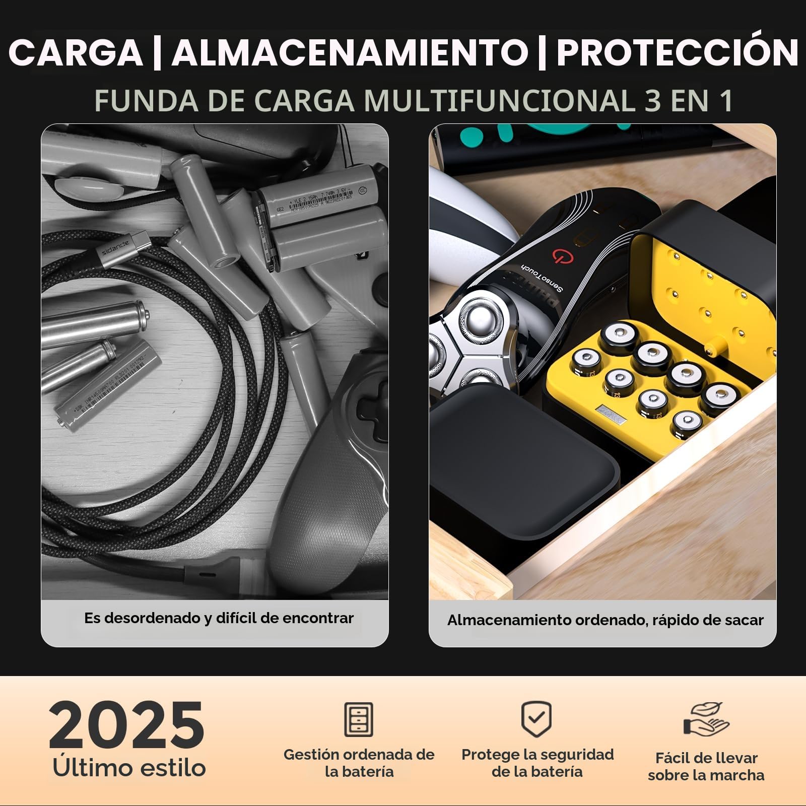 imuto 8 Piezas Pilas Recargables AA/AAA,Batería AA AAA 3000/1300 mWh 1.5V Litio Alta Capacidad más de 1600 ciclos con Carga rápida Negra Cargador de Pantalla LED