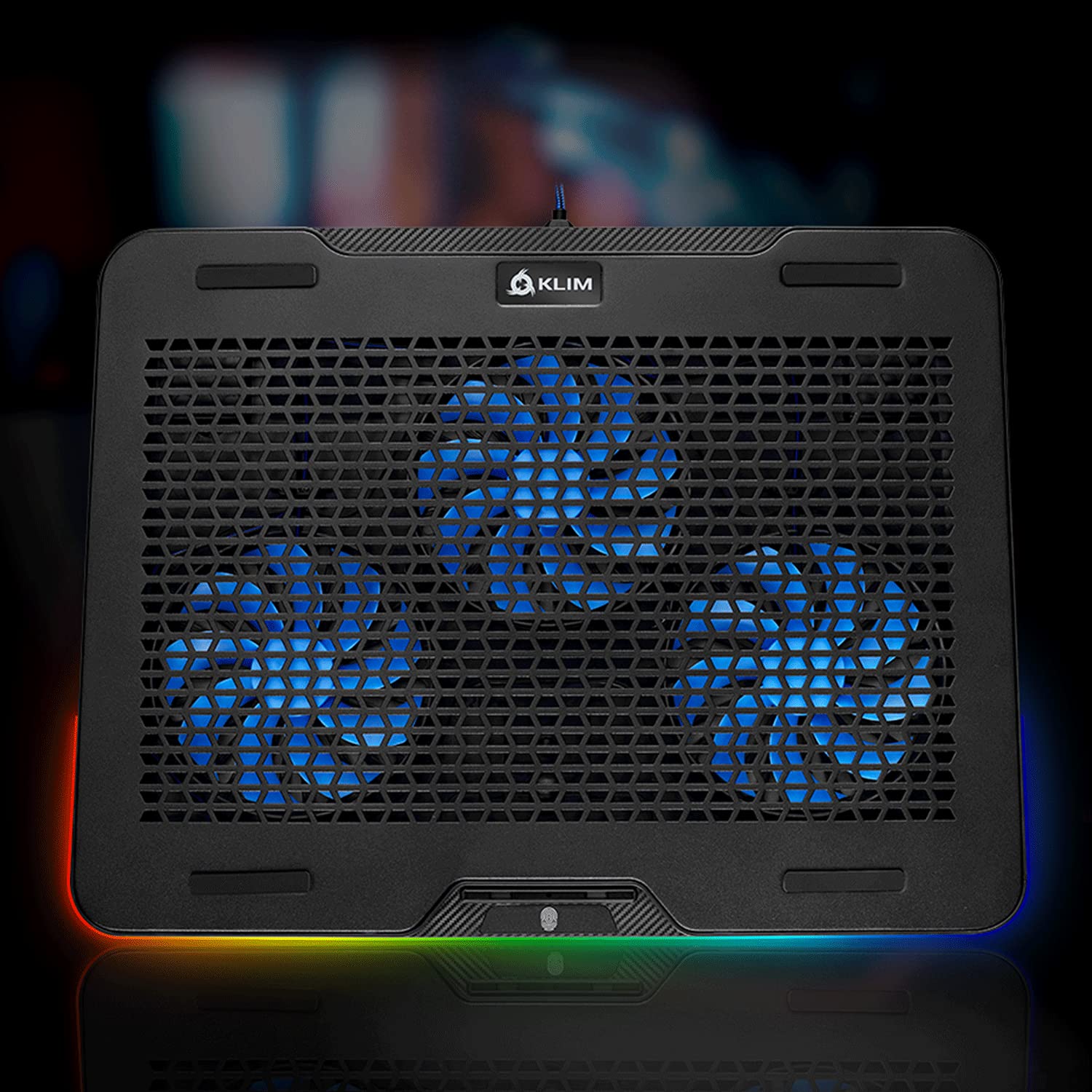 KLIM Aurora + Refroidisseur PC portable - 11" à 17" + Éclairage RGB + Support ordinateur portable gaming + Ventilateur USB + Stable et Solide + Compatible avec Mac et PS4 + NOUVEAUTÉ