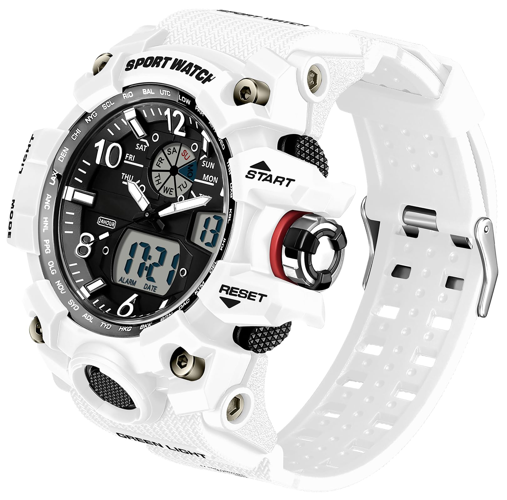 Reloj deportivo analógico para hombre, resistente al agua, 5 ATM, resistente al agua, con iluminación de cuarzo, resistente a los golpes, prácticos relojes para hombre, correr, senderismo, camping