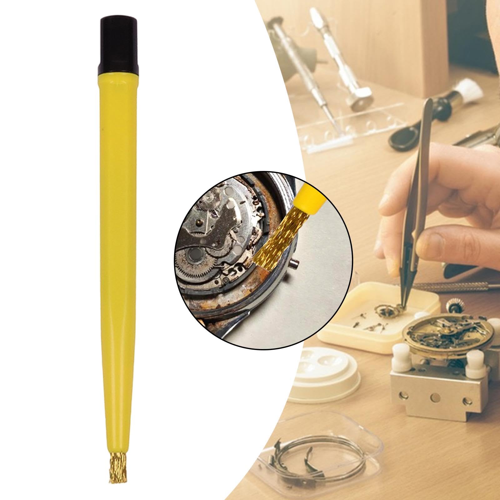 8 Stück Fiberglas Kratzbürste Stift Reinigungspinsel Schmuck Polierbürste Uhrmacher Werkzeug Präzise Ausführung Flexibel Anwendbar für Feine Reparatur, 1 Stück Kupferbürste