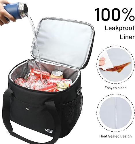 Miniatura 8 de MIER Bolsa de almuerzo expandible de 24 litros, doble capa, aislada, suave, enfriadora, 30 latas, para hombres y adultos, cajas de almuerzo a prueba