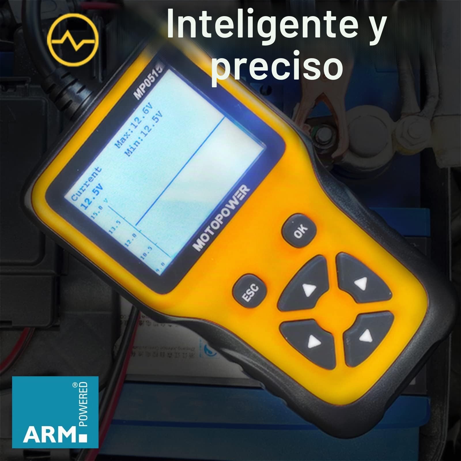 MOTOPOWER MP0515A 12V Probador de carga de batería de coche y analizador de alternador