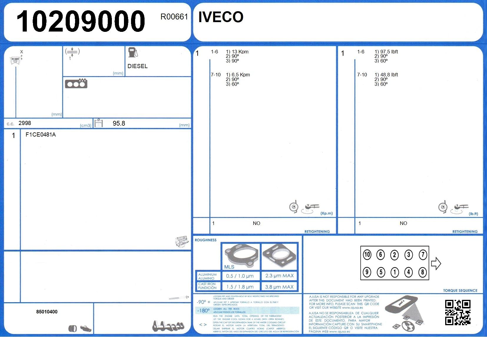 AJUSA 81043700 Kit bulloni testata