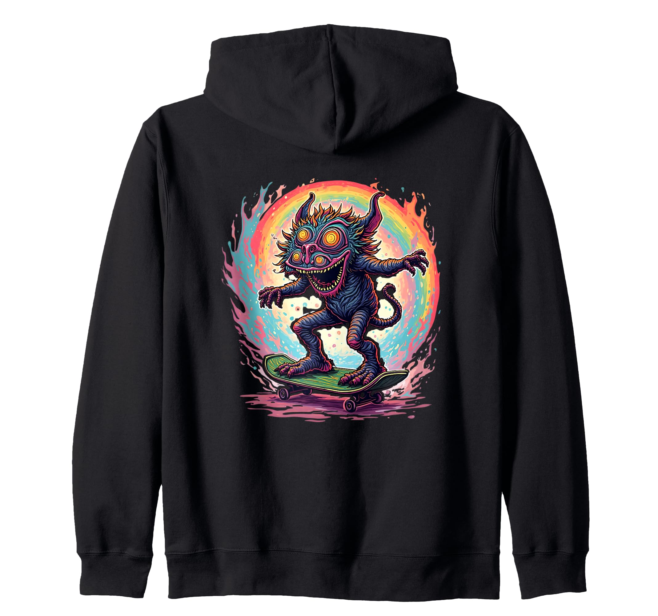 Skateboarder, Skateboard Deck Monster Creature Skater Zip Hoodie