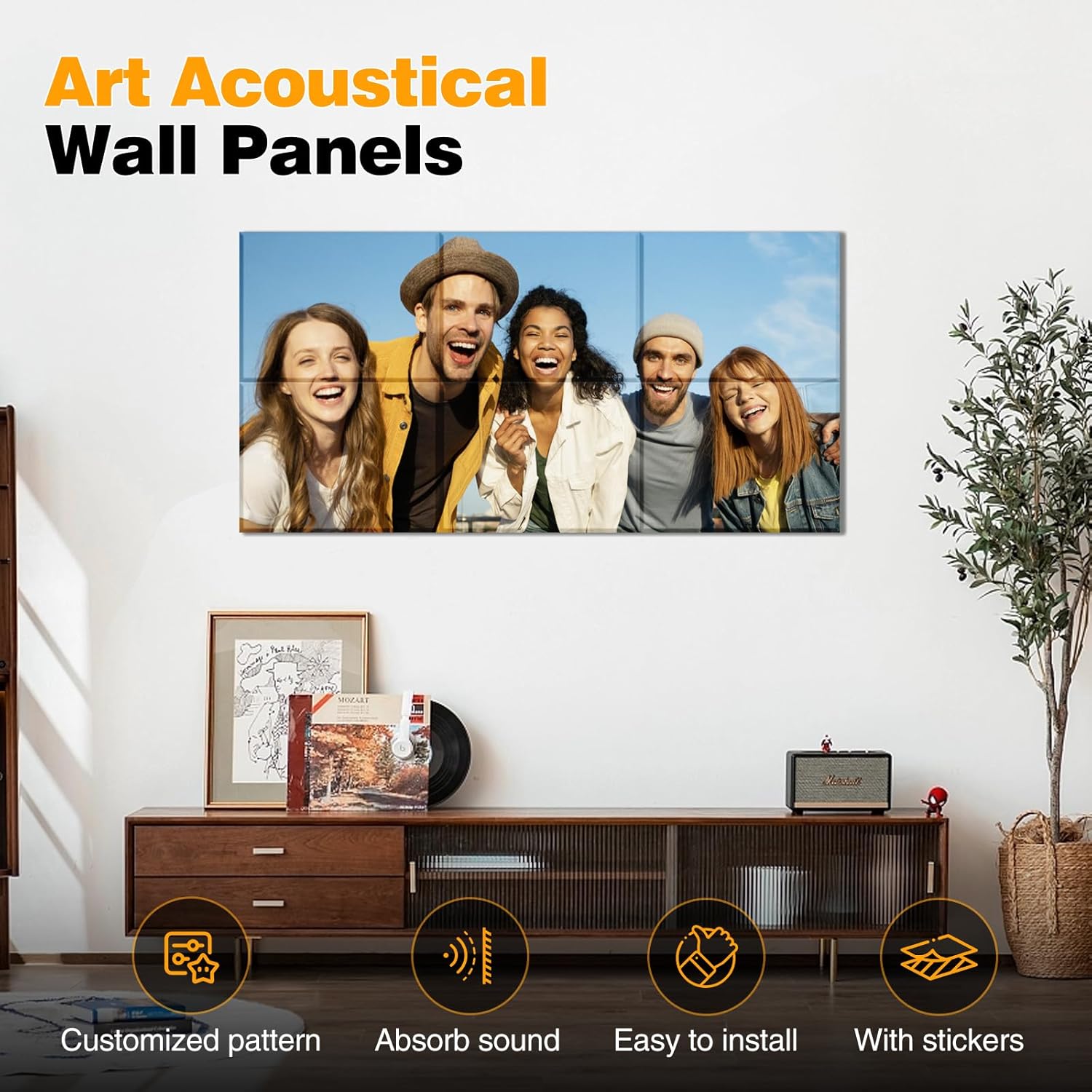 Custom Art Acoustic Panels, Custom Soundproof Panels, Customized Acoustic Pannel Wall Art for Office Living Room Home Decor (55.12INCH X 35.4INCH 12PCS)