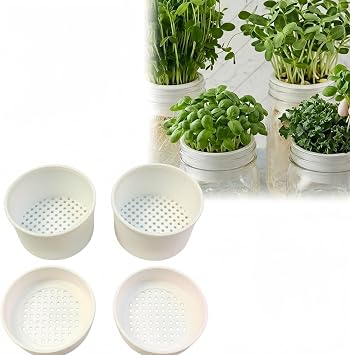 Microgreens Growing Kit Compatible with Mason Jar, 4-Pack Deep & Shallow Hydroponic Sprouting Trays for Indoor Gardening, Easy Indoor Microgreens Grower for Kitchen Herb Gardening and Home Growing