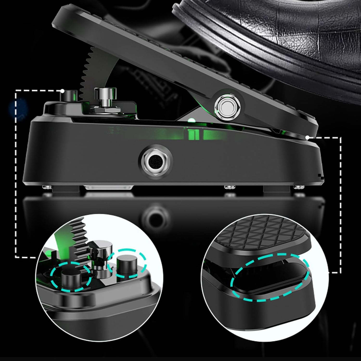 ギターストンプボックスペダル、ディストーション、ディレイ、リバーブ内蔵、ABSハウジング、クイック調整ノブ、ライブ