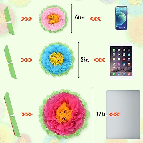Miniatura 2 de 21 flores de papel grandes, decoraciones de flores de papel de fiesta para pared, flores de papel de seda mexicanas de bricolaje, decoraciones de