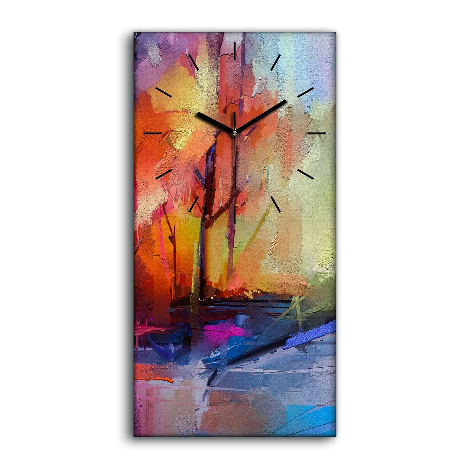 Tableau horloge haut de gamme Coloray forêt abstraite 30x60cm décoration salon chic