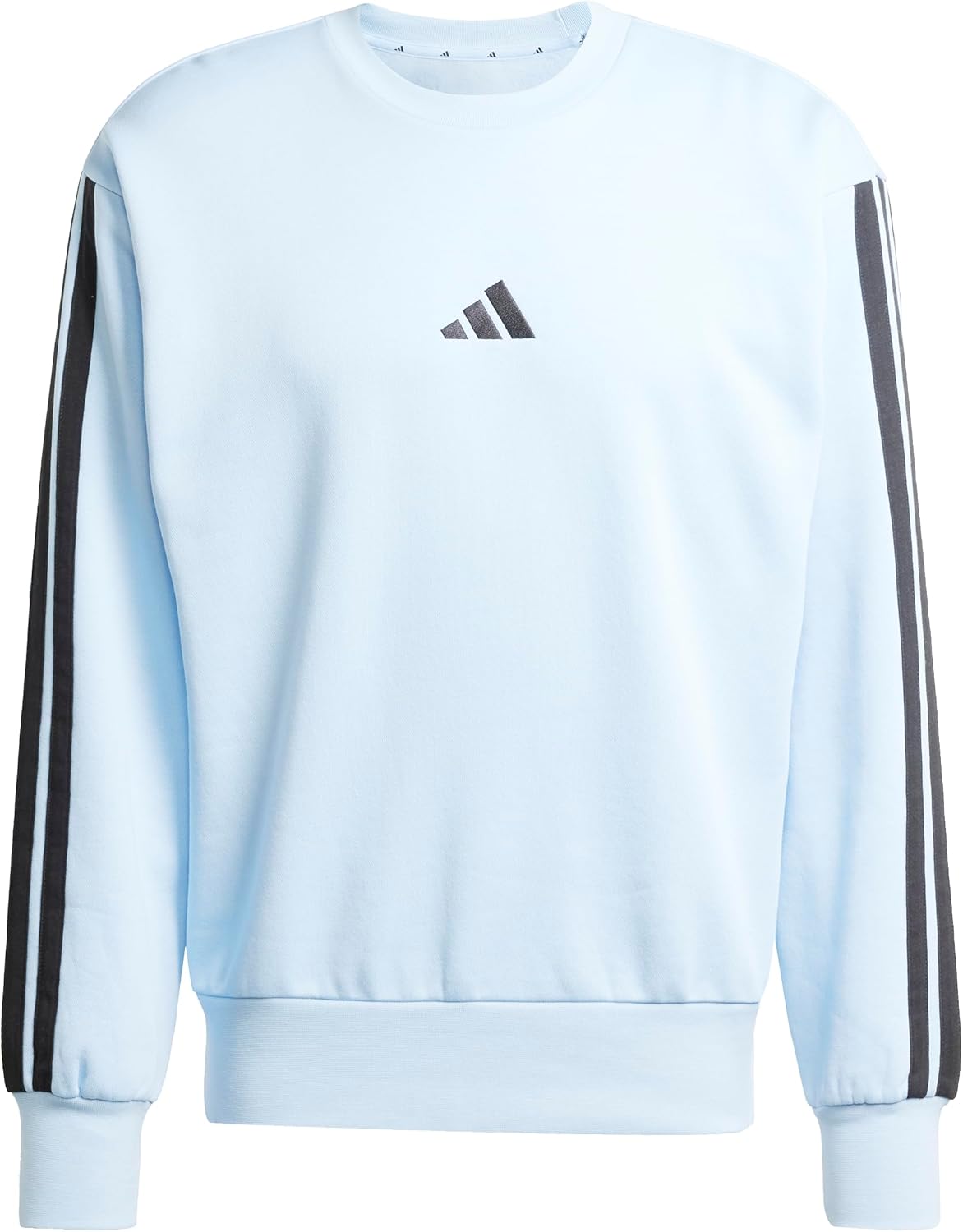 adidas Men's Essentials 3-Stripes Fleece Sportswear Sweatshirt, Blue/Black, XX-Small