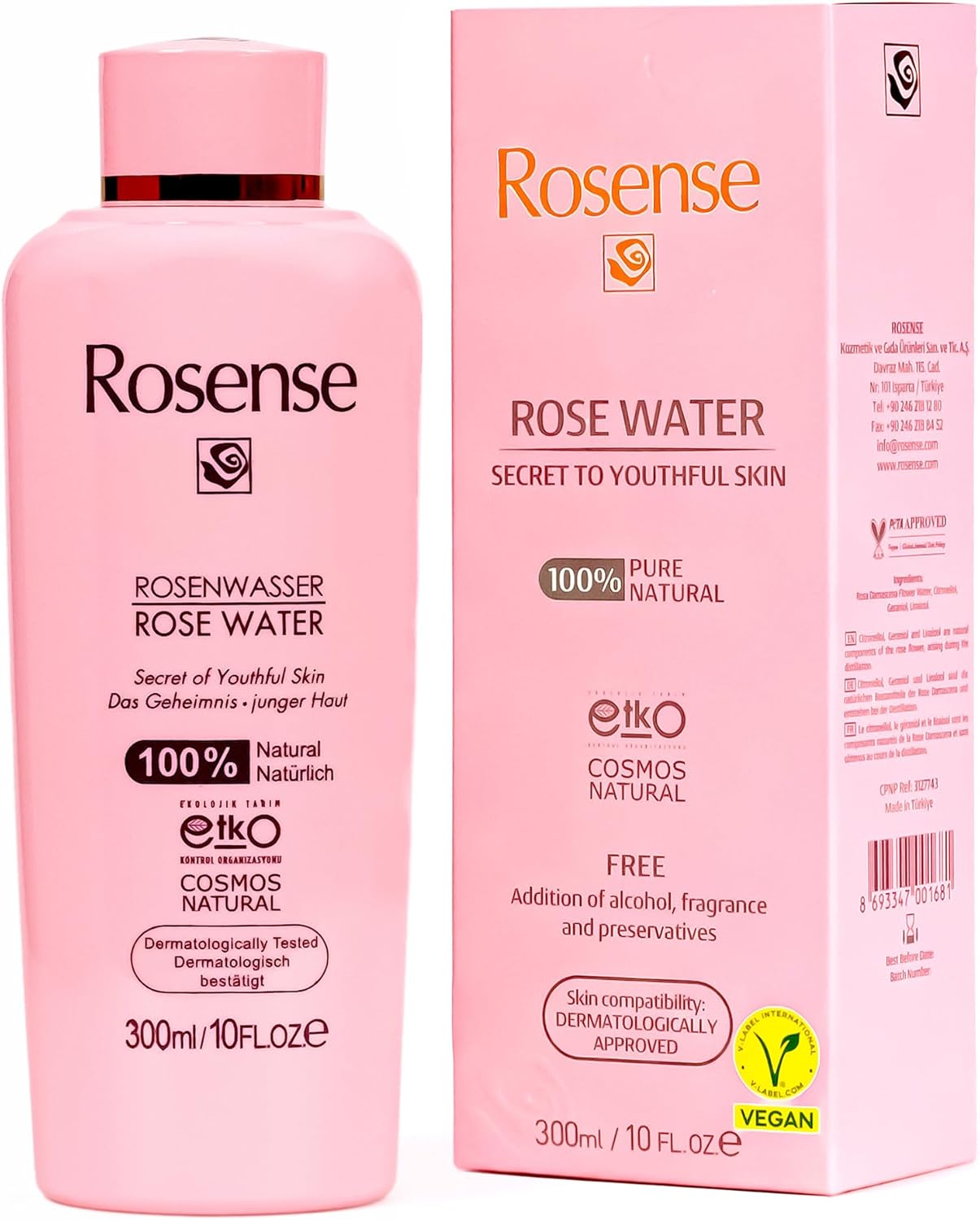 100% Pure Natural Vegan Turkish Rosewater 300ml/10 oz Hydrating Rose Water Face Toner (No Additives, No Chemicals, No Preservatives) - Image 2