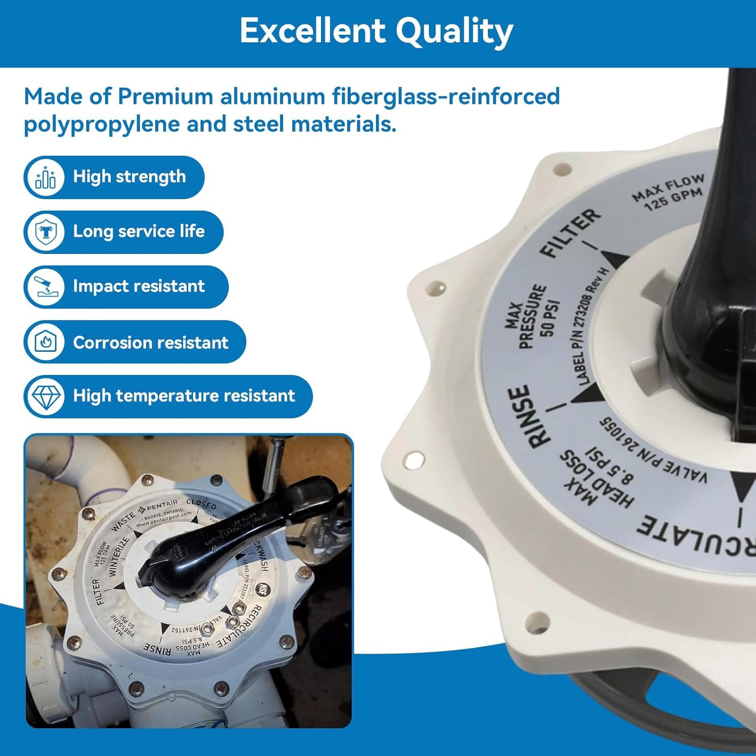 270067 2 Inch Top Valve Assembly Replacement Kit Replacement for Hiflow Top and Side Mount Pool Spa Multiport Valve