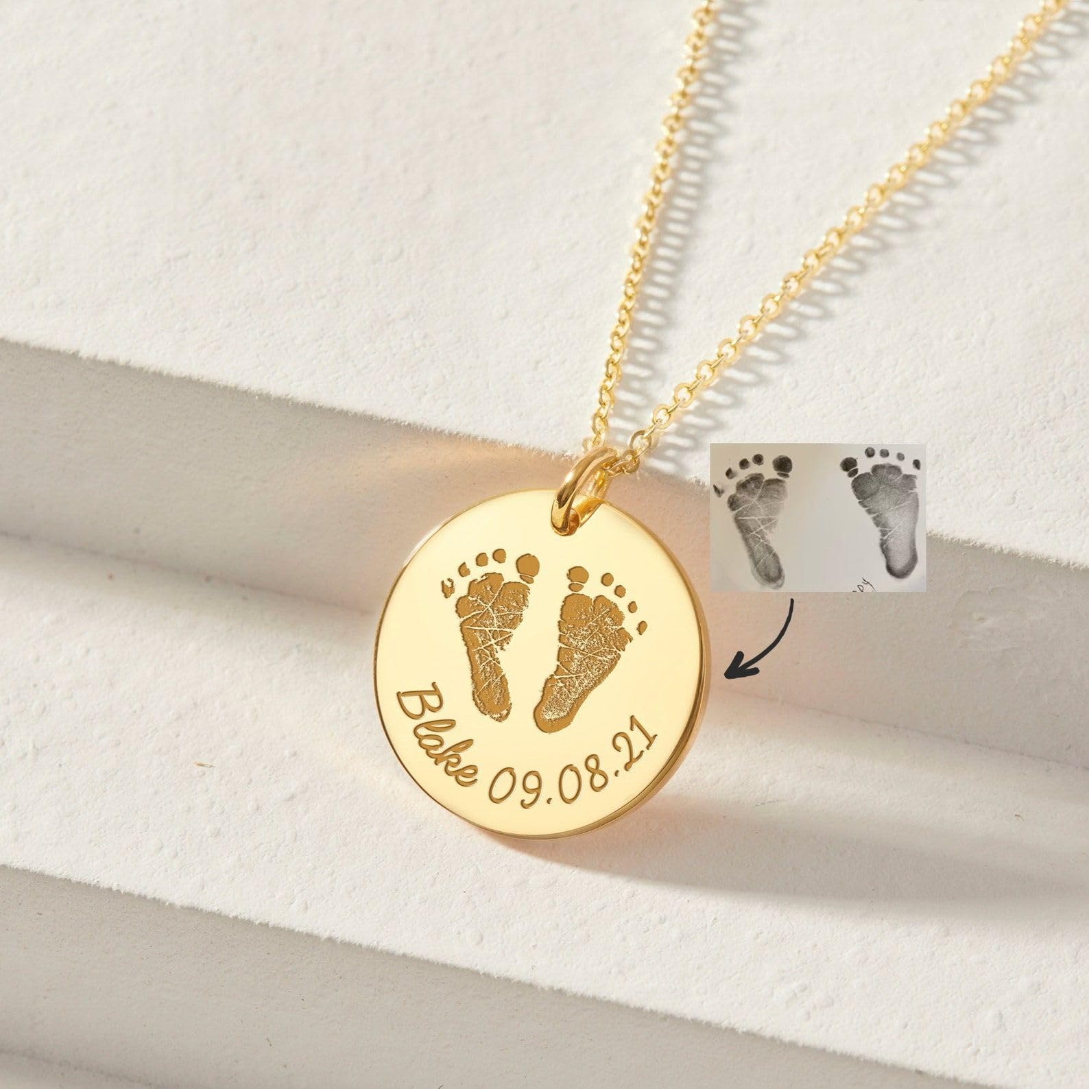 Mamá collar con pies, huella de bebé collar, Foot huella Foot joya primeriza mamá Día de la Madre Navidad cumpleaños aniversario