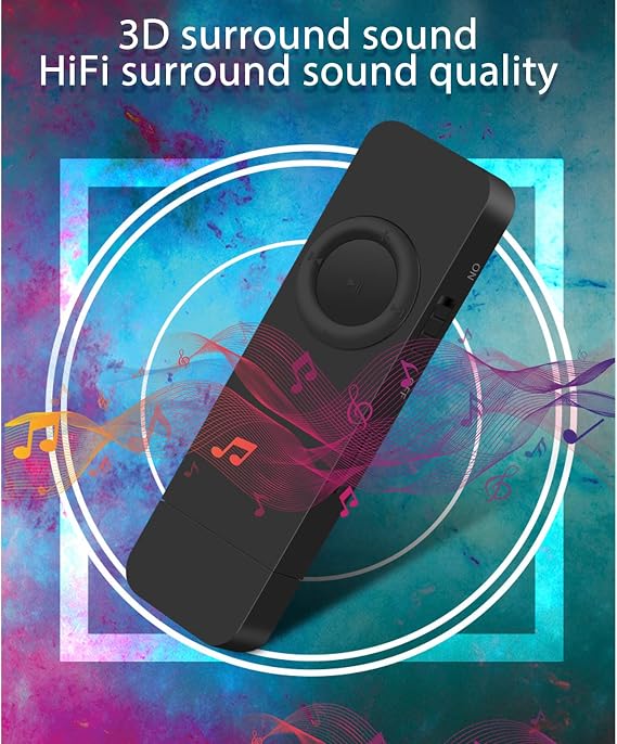 Portable MP3 Player, Player with 8GB Memory Card up to 64GB, MP3 Player with Long Lasting Battery Life Can Be Used as A USB Flash Drive, Player for Kids (Black)