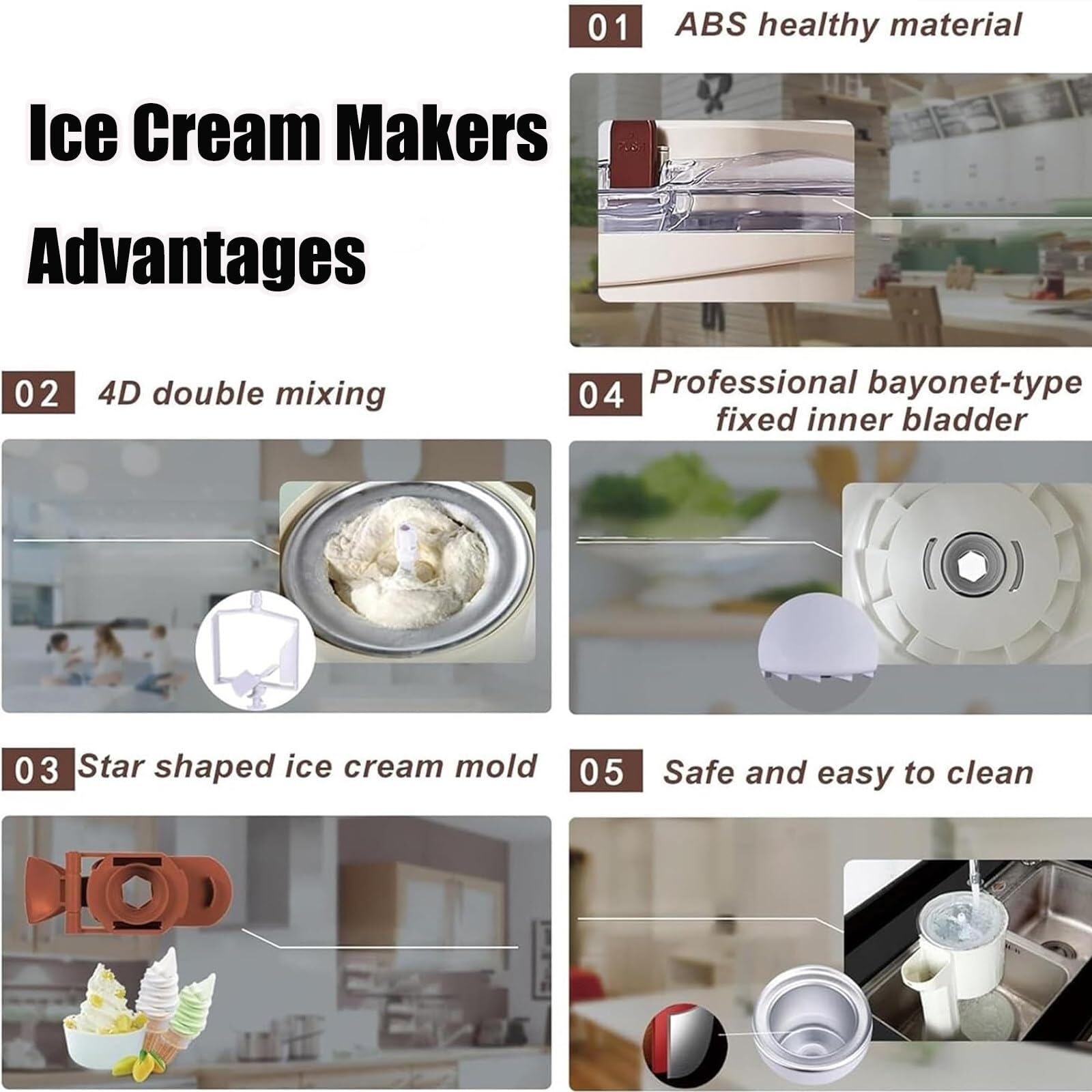 Machine À Glace Italienne 1L, DIY Sorbetière Automatique Pour Glaces Maison Et Yaourts Glacés, Appareil À Sorbets Aux Fruits Sain, Opération En Un Clic Pour Cuisine