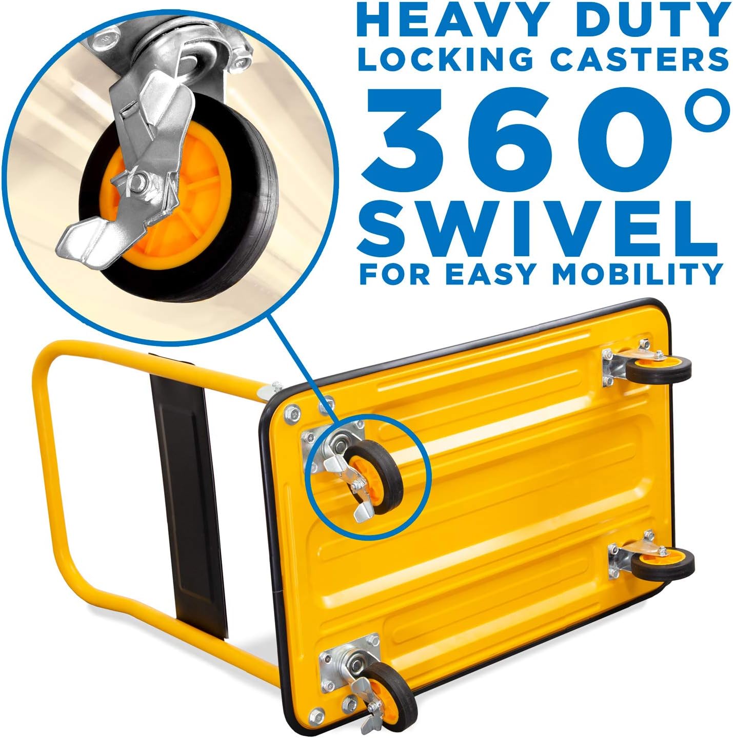 Mount-It! Heavy Duty Folding Hand Truck Dolly Platform Truck, 660 lb Flatbed Cart with Wheels, Foldable Platform Cart with 360° Swivel Casters, Push Cart for Moving Boxes & Furniture (MI-921)