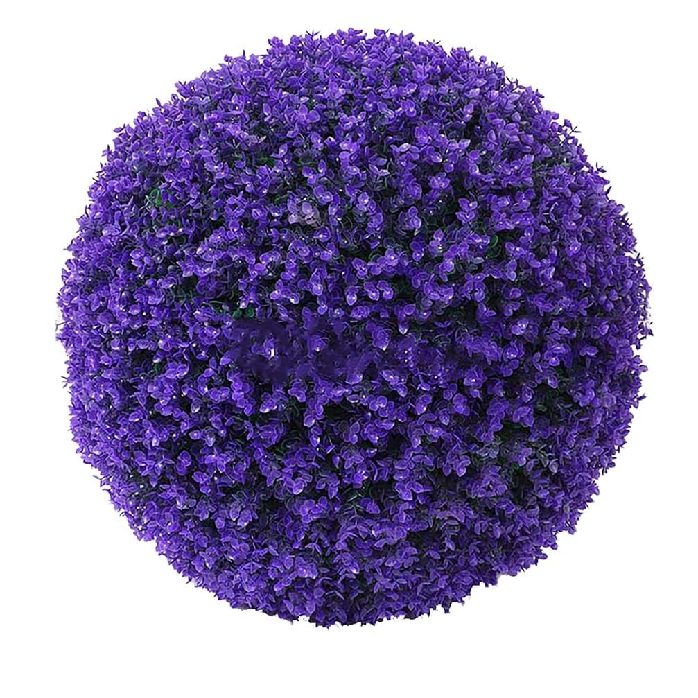Qgtxf Artificial Green Eucalyptus Ball Colorful Plastic Fake Grass Topiary Ball Decor for Ceiling Shop Wedding(Size:45cm,Color:Purple)