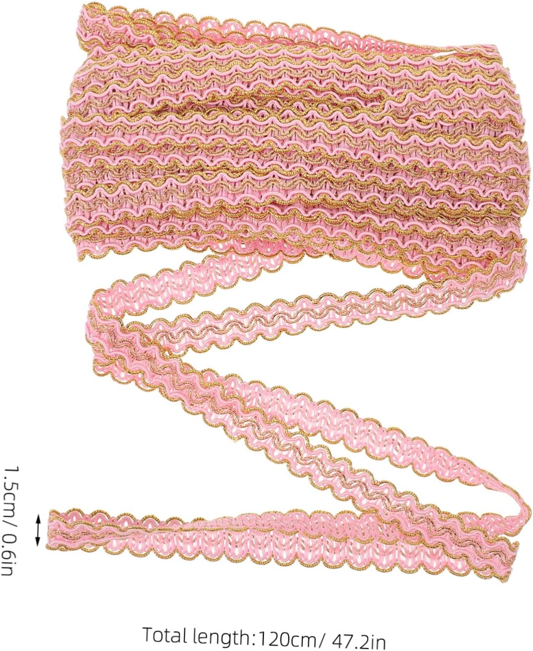 Artibetter Clothing Braided Lace Trim for DIY Crafting Pink Decorative s Shape Wave Lace for Curtains Home and Embellishments