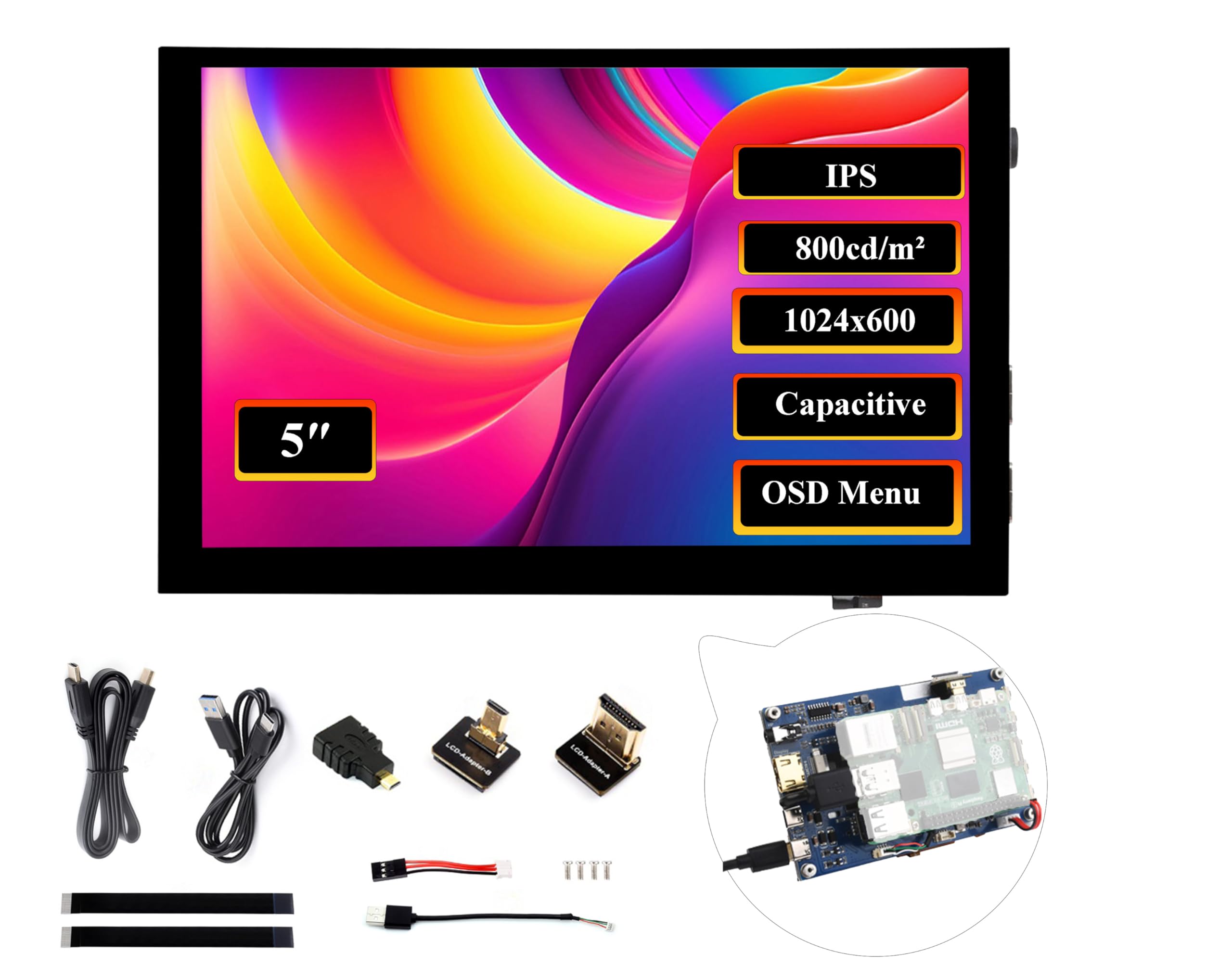Amazon.com: 5inch HDMI Touch Screen 1024 x 600, 5-Point Capacitive