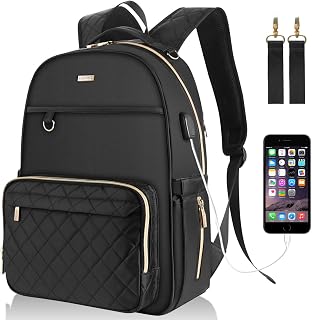 LANDICI Diaper Bag Backpack, Multifunction Travel Back Pack Maternity Baby Changing Bags with Changing Station and USB Charging Port for Mom Dad Boy Girl, Large Capacity, Waterproof, Black