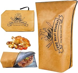 BBQ Blanket for Resting Meat,BBQ Brisket Blanket Meat Resting Blanket for Smoking, Reusable Smoker Grilling Meat Insulated Resting Bag with Wide Mouth for Large Brisket/Beef (Regular 21in)