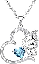 Collar Mujer Plata de ley 925 Mariposas Enero/Julio Birthstone Colgante Mujer Collar Corazon Regalos Originales para Mujer Regalo Día de la Madre Cumpleaños San Valentin Navidad Aniversario