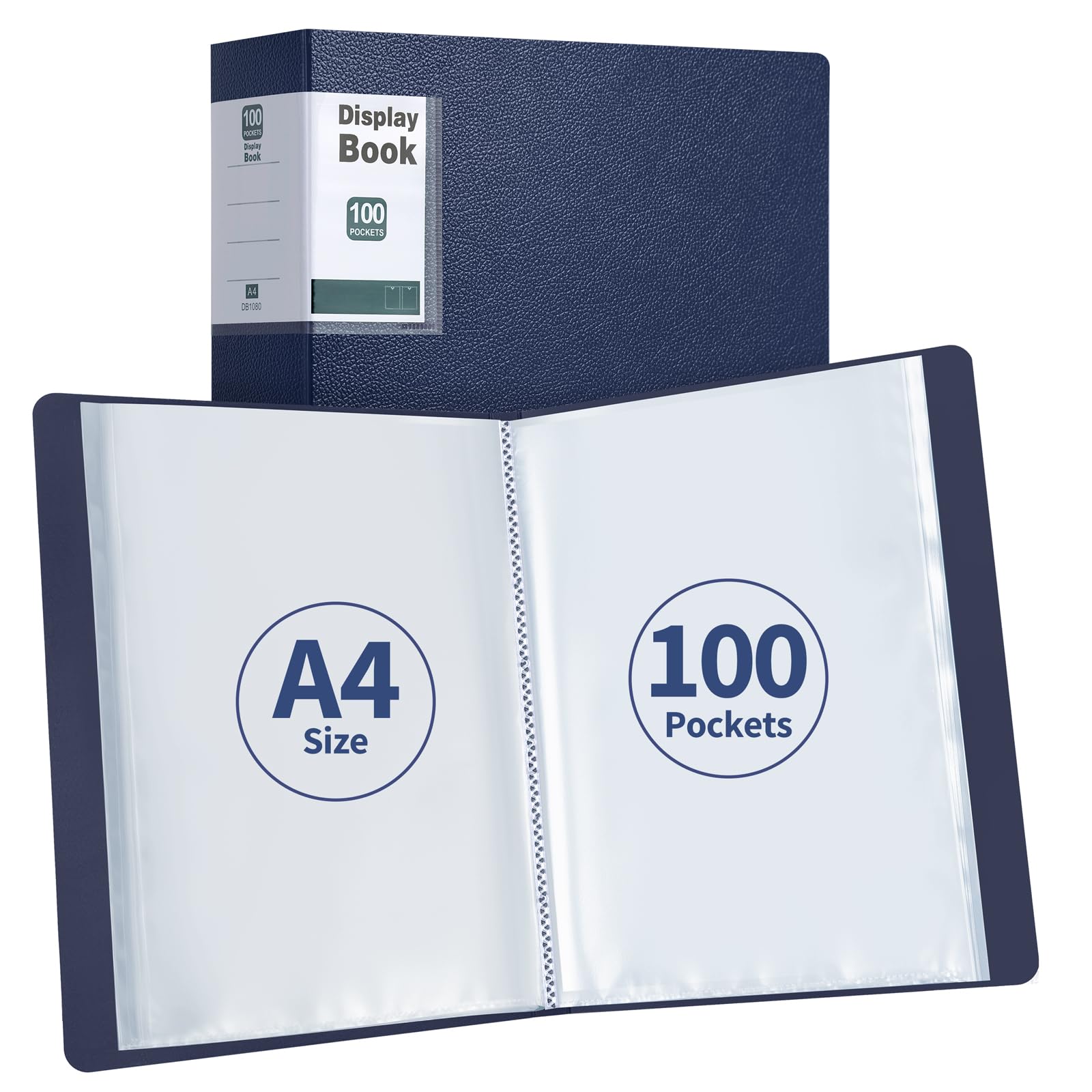 DONGLI 2 Pack A4 Display Folder, 100 Pockets Display Book Presentation Folder with Clear Plastic Sleeves(Blue)