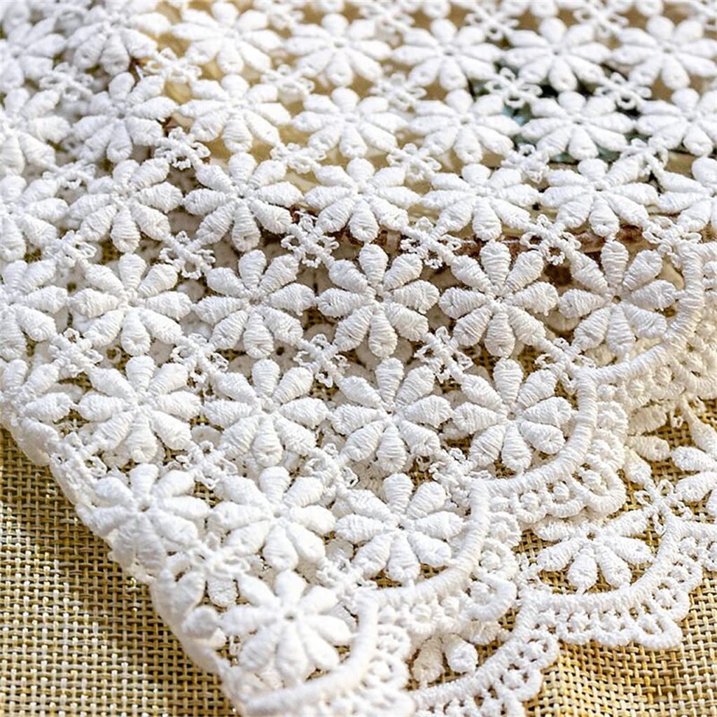 Générique Coton Blanc Ruban Brodé Fleurs Dentelle Appliques Col Manches Garniture Rideaux Canapé Couture Accessoires (Couleur : Blanc, Taille : 21CM) (Blanc 21CM)